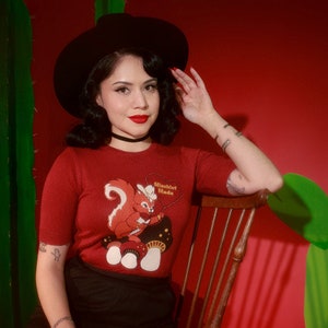 Lasso My Heart short sleeve Sweater size S,M,L,XL in Rust Vintage inspired By MISCHIEF MADE image 1