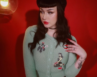 Bound To You Cardigan cardigan in Mint size S,M,L,XL Sweater Vintage Valentine's inspired By MISCHIEF MADE, poodle