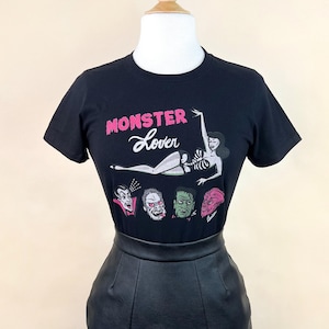 Monster Lover Graphic T-shirt in Black size S,M,L,XL,2XL,3XL Vintage Halloween inspired by Mischief Made