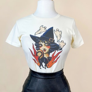 The Good Witch Fitted Graphic T-shirt in Ivory size S,M,L,XL,2XL,3XL vintage Halloween inspired by Mischief Made