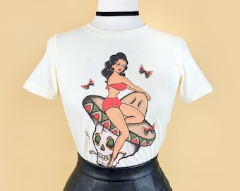 Belle Muerte Graphic T-shirt in Ivory size S,M,L,XL,2XL,3XL  vintage inspired by Mischief Made