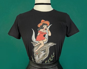 Taurus Bull Fitted T-shirt in Black size S,M,L,XL,2XL,3XL  / Vintage inspired By MISCHIEF MADE Zodiac