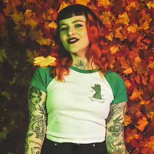 Beware of the Lagoon Short Raglan Cropped baby Graphic T-shirt size S, M, L,XL, 2XL vintage inspired by Mischief Made