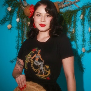Anchors Aweigh Fitted Graphic T-shirt in Black size S,M,L,XL,2XL,3XL  vintage Hawaii inspired by Mischief Made