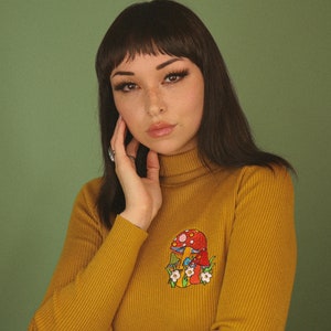 Mustard Mushrooms Turtleneck Sweater size S, M, L, XL vintage inspired by Mischief Made