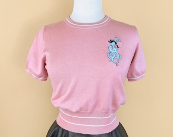 Sucker for Love Short Sleeve Cropped Sweater size S,M,L,XL in Pink/Vintage inspired By MISCHIEF MADE, octopus