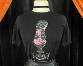 Mrs. Frankenstein Short Sleeve Sweater size S,M,L,XL in Black Vintage Halloween inspired By MISCHIEF MADE