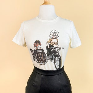 On The Road Fitted Graphic T-shirt size S, M, L,XL,2XL,3XL Ivory 1950s vintage inspired by Mischief Made