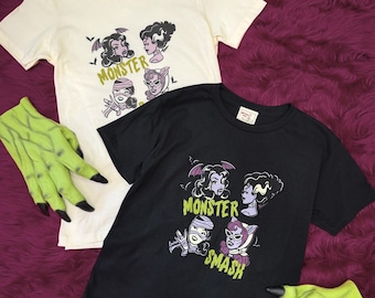 Monster Smash Mini T-shirt in Black size XS, S, M, L,XL vintage inspired by Mischief Made, devil monster