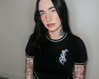 Sucker for Love Short Sleeve Cropped Sweater size S,M,L,XL in Black/Vintage inspired By MISCHIEF MADE, octopus