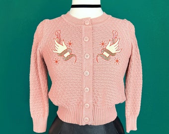 Snake Wrangler Cropped Cardigan in Peach Beige size S,M,L,XL  Sweater Vintage inspired By MISCHIEF MADE, Snake