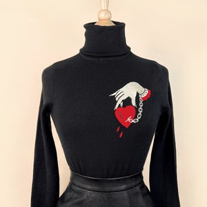 Captive Heart Turtleneck Sweater in Black size S, M, L, XL  / Vintage inspired By MISCHIEF MADE