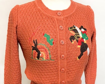 Head West! Cropped Cardigan in Dusty Orange size S,M,L, XL Sweater Vintage inspired By MISCHIEF MADE