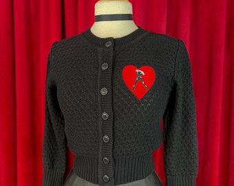 Step Into Love Cropped Cardigan in Black size S,M,L,XL,2XL,3XL,4XL  Sweater Vintage inspired By MISCHIEF MADE