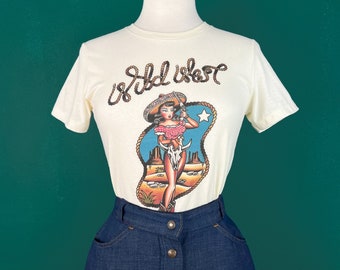 Wild West T-shirt in Ivory size S,M,L,XL,2XL,3XL  vintage Valentines inspired by Mischief Made, Cowgirl