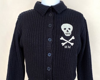 MM Skull Cropped Sweater in Black  / Vintage inspired By MISCHIEF MADE