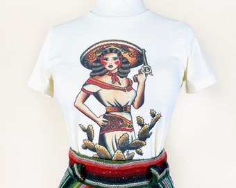 La Ranchera Fitted Graphic T-shirt in Ivory size S,M,L,XL,2XL,3XL Vintage inspired by Mischief Made