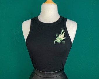 Embroidery Snake Wrangler Rib Racer Tank in Black size S, M, L,XL, 2XL/ Vintage inspired By MISCHIEF MADE