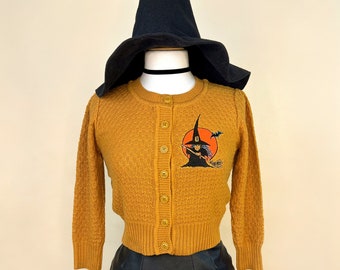 Witchy Poo Cropped Cardigan in Bronze size S,M,L,XL Sweater Vintage inspired By MISCHIEF MADE