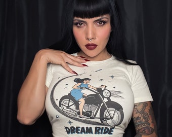 Dream Rider Fitted Graphic T-shirt in Ivory size S,M,L,XL,2XL,3XL  vintage inspired by Mischief Made