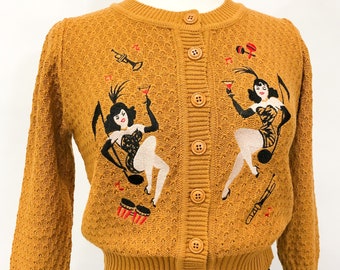 Showgirls Cropped Cardigan in Bronze size S,M,L,XL Sweater Vintage inspired By MISCHIEF MADE