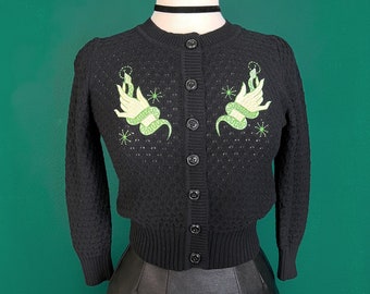 Snake Wrangler Cropped Cardigan in Black size S,M,L,XL  Sweater Vintage inspired By MISCHIEF MADE, Snake