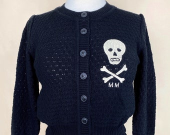 M.M Skull Cropped Cardigan in Black size S,M,L,XL,2XL, 3XL, 4XL Sweater  / Vintage inspired By MISCHIEF MADE