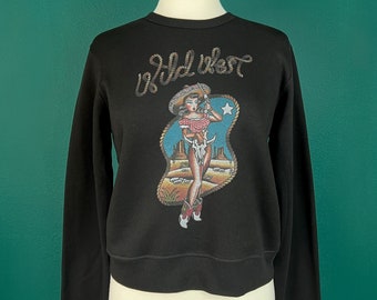 Wild West Classic Crewneck Sweatshirt in Mustard Unisex Body size S,M,L,XL,2XL Vintage inspired By MISCHIEF MADE, Cowgirl