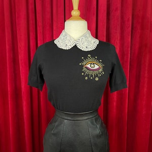 Third Eye short sleeve Sweater size S,M,L,XL in Black /Vintage inspired By MISCHIEF MADE image 2