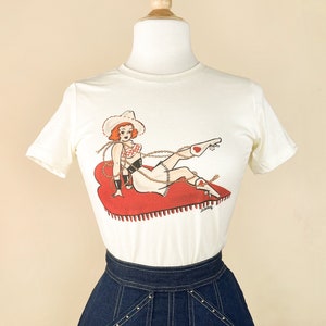 Rope you in! Fitted Graphic T-shirt in Ivory size S,M,L,XL,2XL,3XL Vintage inspired by Mischief Made Pinup Western