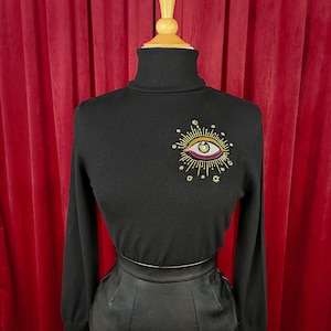 Third Eye Turtleneck Sweater in Black size S, M, L, XL / Vintage inspired by Mischief Made