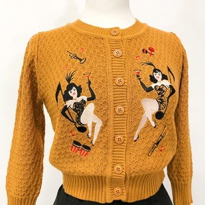 Showgirls Cropped Cardigan in Bronze size S,M,L,XL Sweater Vintage inspired By MISCHIEF MADE