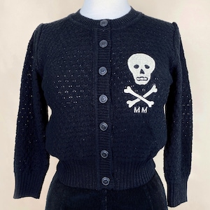 M.M Skull Cropped Cardigan in Black size S,M,L,XL,2XL, 3XL, 4XL Sweater  / Vintage inspired By MISCHIEF MADE