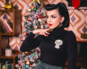 Angel Tree Topper Turtleneck Sweater in Black size S, M, L, XL vintage inspired by Mischief Made