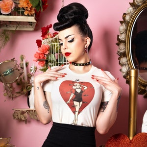Heart Attack Fitted Graphic T-shirt in Ivory size S,M,L,XL,2XL,3XL Vintage inspired by Mischief Made