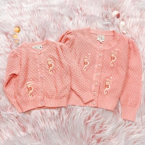 Seahorse Cropped Cardigan in Pink size S,M,L,XL Sweater Vintage inspired By MISCHIEF MADE image 7