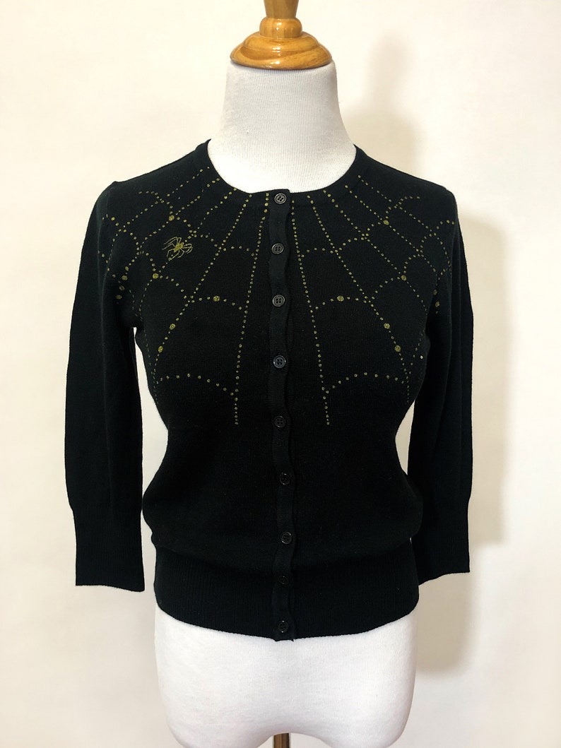 Spider web Cardigan size S,M,L,XL,2XL,3XL Sweater in Black Vintage inspired By MISCHIEF MADE image 7