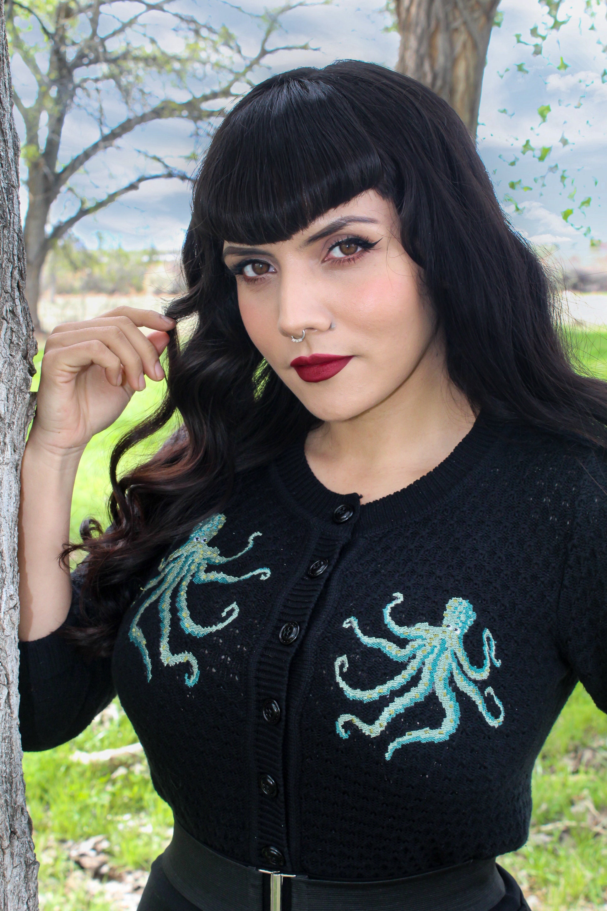 The Waltz of the Octopus Cropped Cardigan in Black Size S,M,L, XL