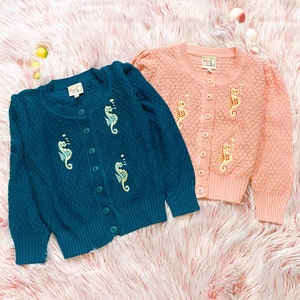 Seahorse Cropped Cardigan in Pink size S,M,L,XL Sweater Vintage inspired By MISCHIEF MADE image 8