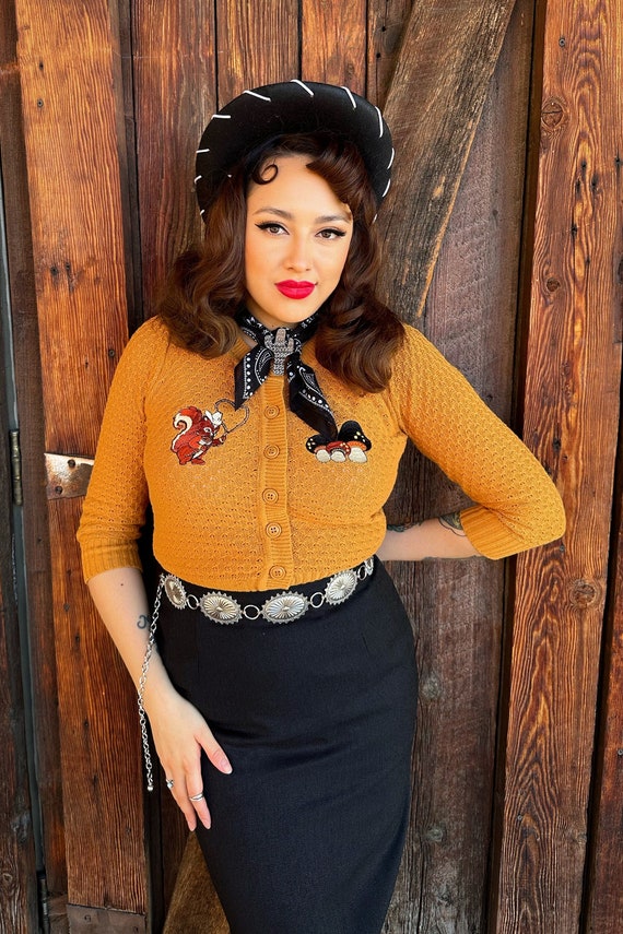 Lasso My Heart Cropped Cardigan in Bronze Size S M L XL Sweater Vintage Inspired by MISCHIEF MADE Etsy Canada