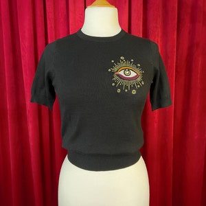 Third Eye short sleeve Sweater size S,M,L,XL in Black /Vintage inspired By MISCHIEF MADE image 5