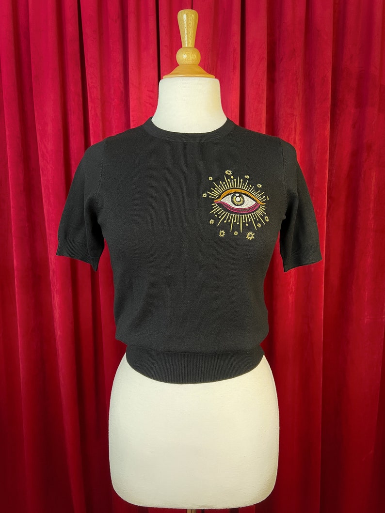 Third Eye short sleeve Sweater size S,M,L,XL in Black /Vintage inspired By MISCHIEF MADE image 5