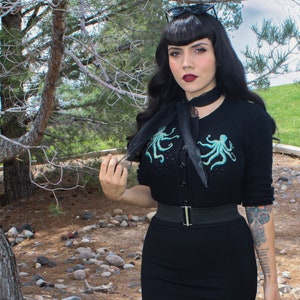 The Waltz of the Octopus Cropped Cardigan in Black Size S,M,L, XL ...