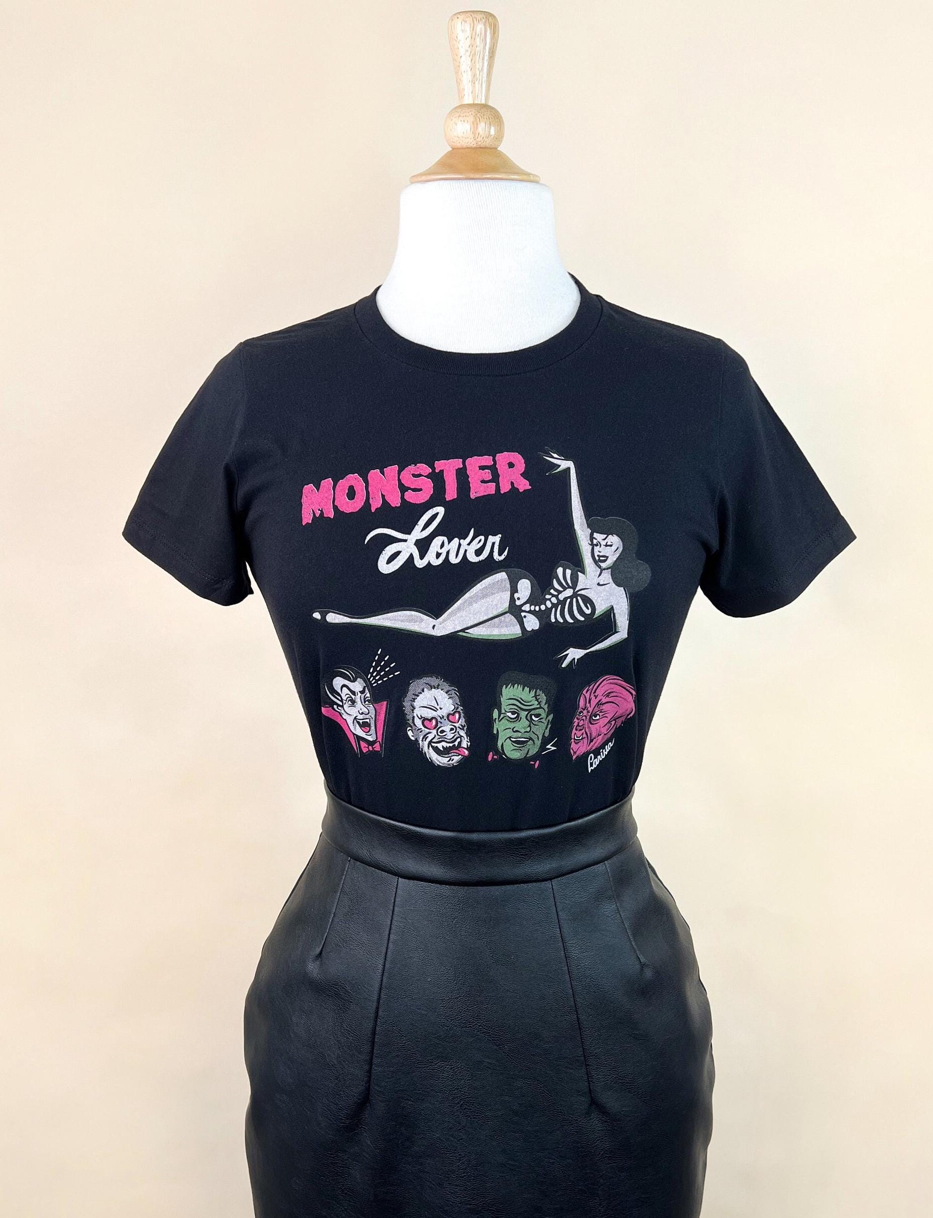 Monster Lover Graphic T-shirt in Black size S,M,L,XL,2XL,3XL Vintage Halloween inspired by Mischief Made