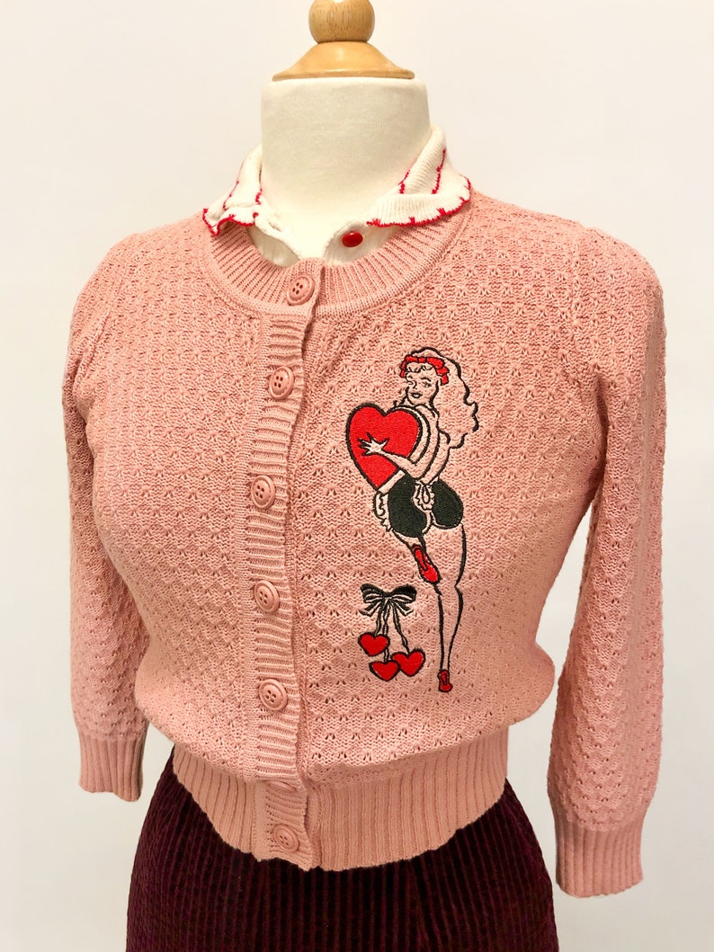 Hold On To Your Heart Cropped Cardigan in Peach Beige size S,M,L,XL Sweater Vintage inspired By MISCHIEF MADE image 6