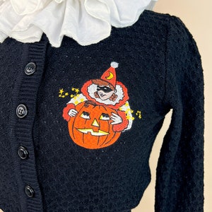 Hallow's Eve Pierrot Cropped Cardigan in Black size S,M,L,XL, Sweater Vintage inspired By MISCHIEF MADE image 4