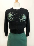 The Waltz Of The Octopus Cropped Cardigan in Black size S,M,L, XL, 2X, 3X, 4X  Sweater Vintage inspired By MISCHIEF MADE
