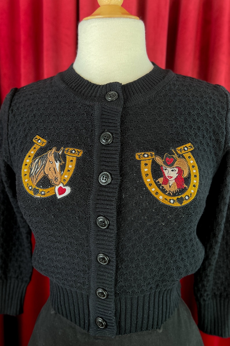 Retro Rodeo Cardigan Love at the Ranch Cropped Cardigan in Black Size S,M,L,XL Sweater ...