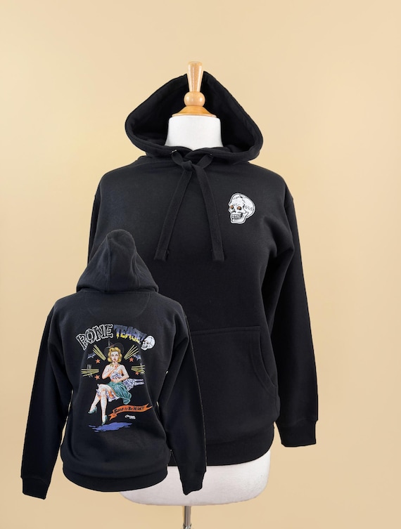 Bone Tease! in Black Unisex Hoodie / Vintage inspired By Mischief Made, Halloween lowbrow