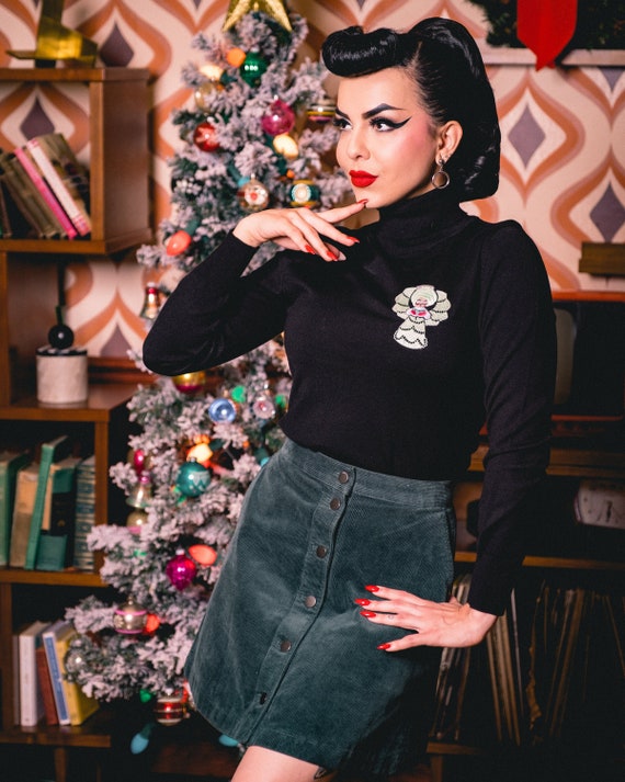 Angel Tree Topper Turtleneck Sweater in Black Size S M L XL Vintage Inspired by Mischief Made Etsy Canada